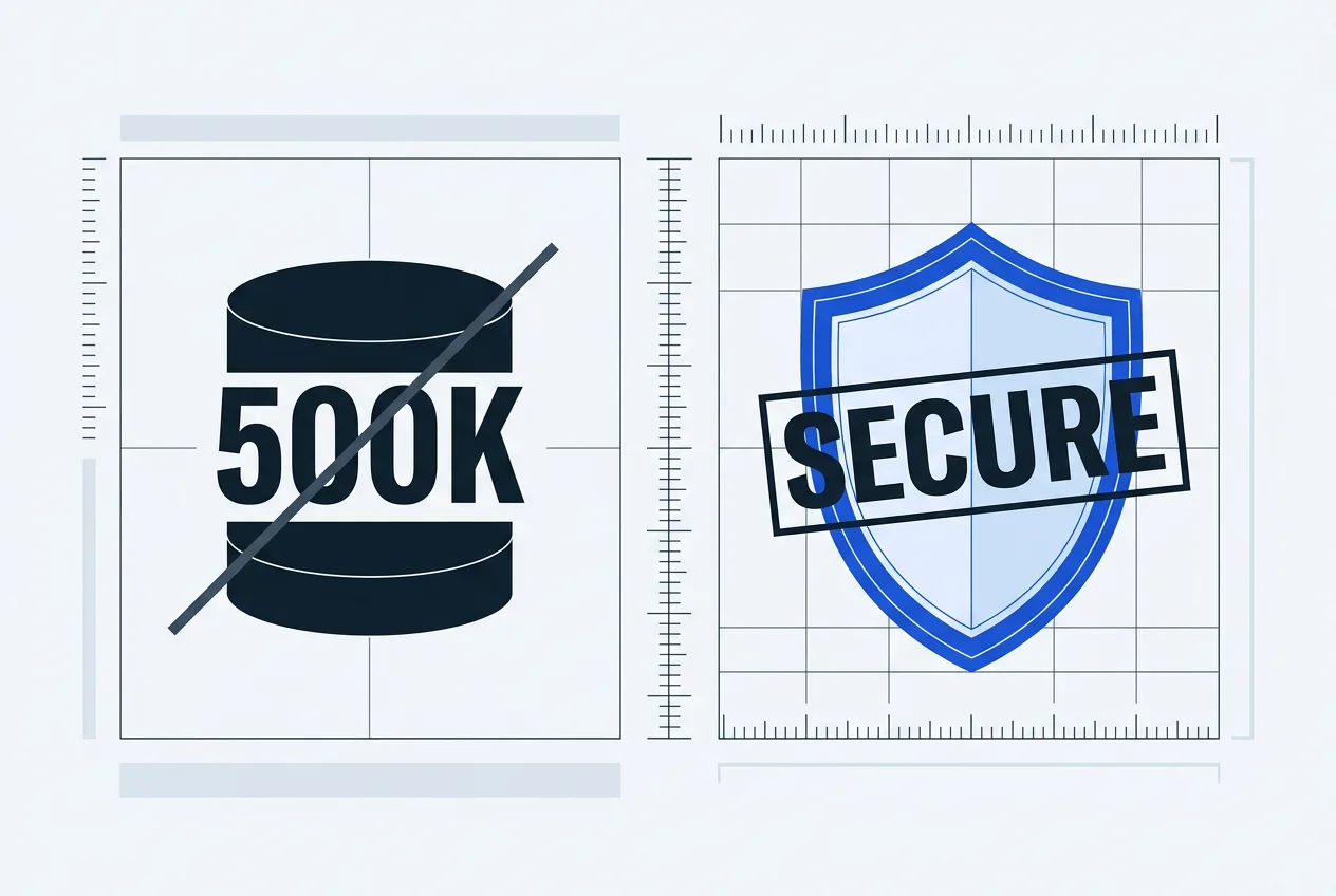 Editorial infographic comparing alleged 500K customer breach claim against verified secure threat audit.
