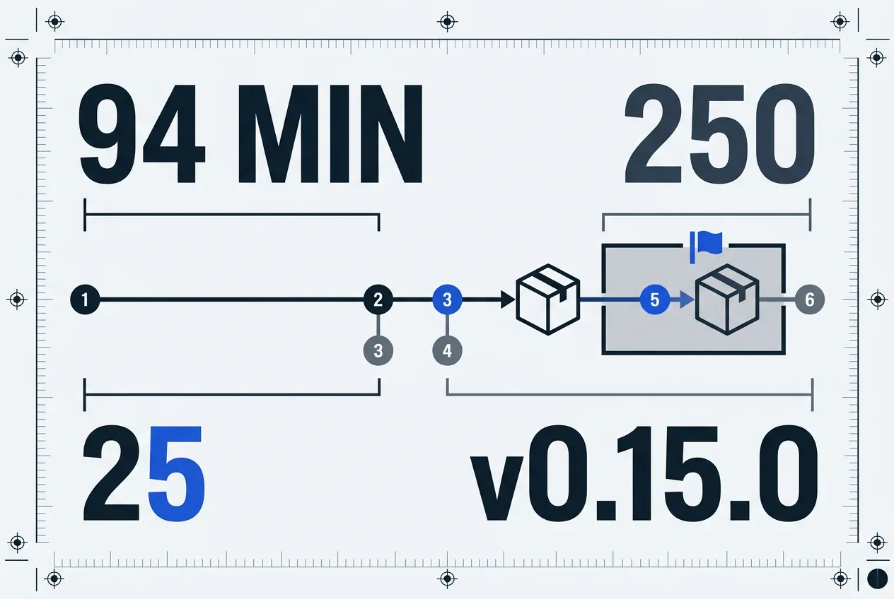 Blueprint infographic diagram displaying the 94-minute supply-chain compromise window and affected downloads.