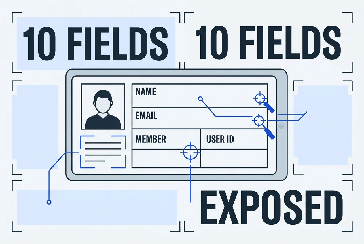 Technical security infographic breaking down the ten exposed customer data fields from Burger King Japan.