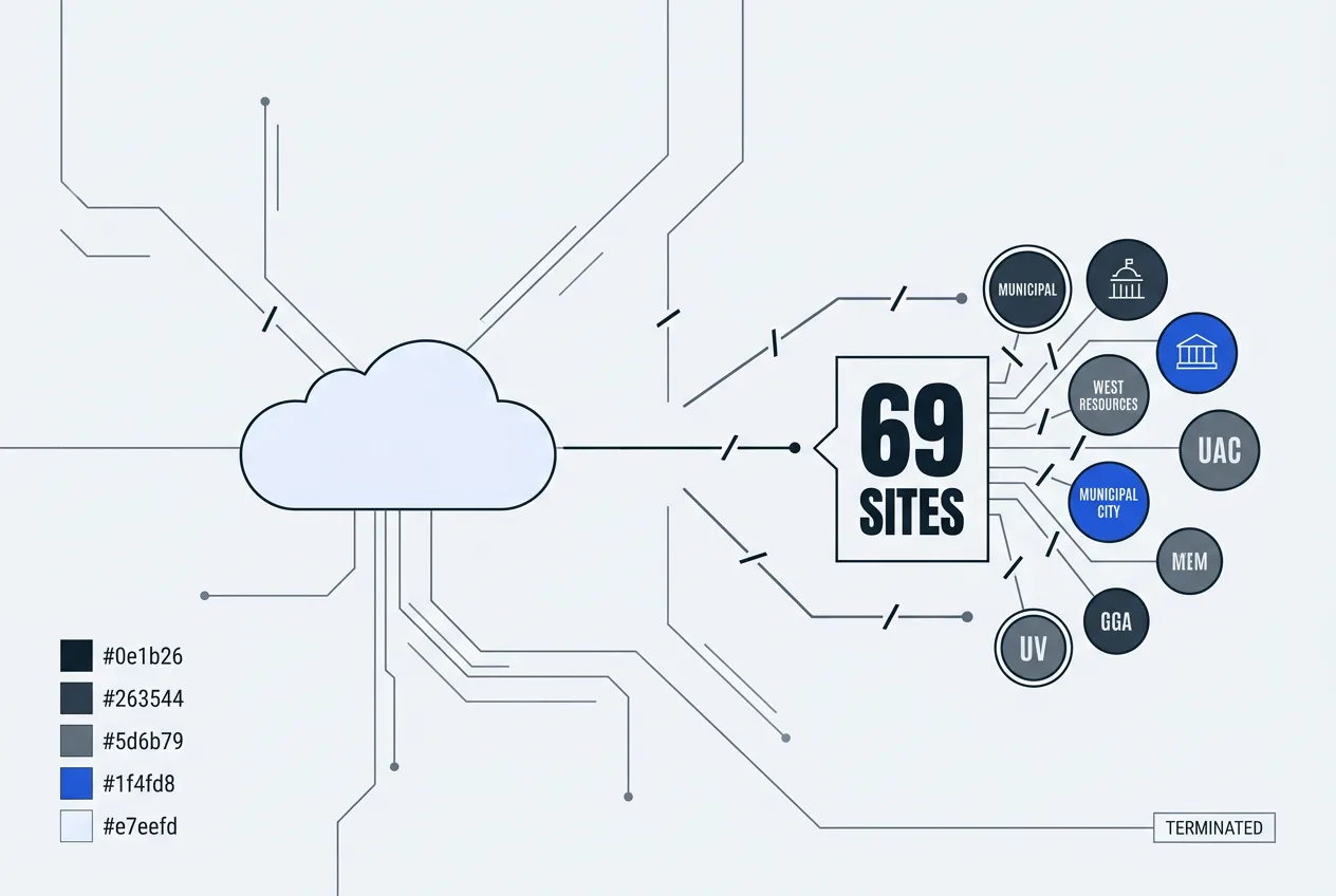 Infographic showing 69 government sites disconnected from hosting services.